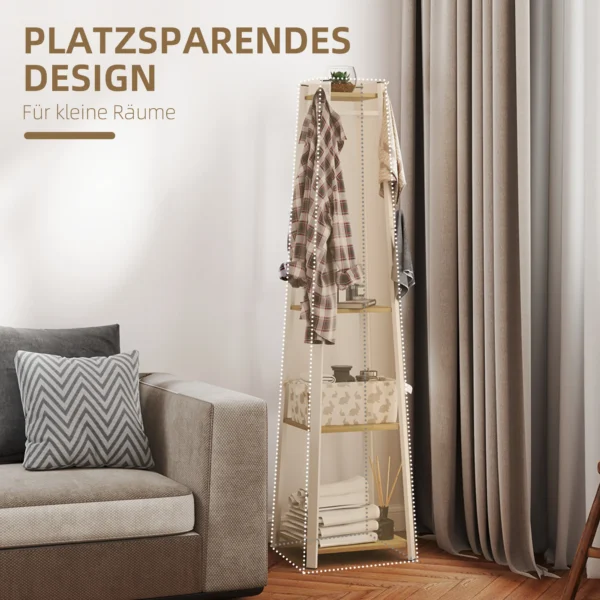 Kapstok, kledingrek met 8 haken, 4 niveaus, jasrek van staal voor kleding, hoeden, entree, hal, 34 x 34 x 170 cm, wit 6
