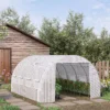Kas foliekas 3,97 x 3,02 x 2 m met uv bescherming, winddichte tomatenkas met zijdeur van staal in wit 2