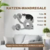 Katten klimmuur, kattenligbed met treden, kattenhol, springtoren, speelgoedbal, kattenplatform voor katten tot 5 kg, lichtgrijs 5