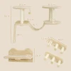 Katten klimmuur set, 3 delig kattenmeubilair met krabpaal, zitstokken, ladder, treden, krabplank, voor katten tot 5 kg, sisal, beige 4