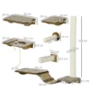 Katten klimmuur set 8 delig kattenmeubilair met krabpalen zitstokken krabplank kattentrap van sisal in bruin voor actief spelen 4