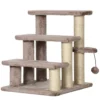 Katten trap huisdier trap voor katten en honden 3 treden met krabpalen speelbal pluche bruin 45x40x48cm voor meer comfort 1