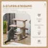 Katten trap huisdier trap voor katten en honden 3 treden met krabpalen speelbal pluche bruin 45x40x48cm voor meer comfort 5