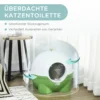 Kattenbak met deksel en schep voor katten tot 4kg, binnen, kunststof, groen wit 53x51x48cm 7