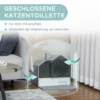 Kattenbak met kap, bodempan, schepje, filter voor katten tot 8kg wit+grijs 47x45x42cm 7