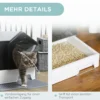 Kattenbak met kap, bodempan, schepje, filter voor katten tot 8kg wit+grijs 47x45x42cm 8