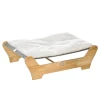 Kattenbed hangmat met frame voor katten 68x43x20cm verhoogd kattennest met zacht kussen van dennenhout 1