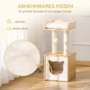 Kattenhol met kattenhol & 2 kussens, 2 niveaus incl. kattenhuis, speelgoed met bal, katten woning, sisal, natuur, 35 x 35 x 81 cm 6
