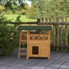 Kattenhuis 2 verdiepingen met asfaltdak & balkon, massief houten kattenvilla met trap, natuur, 77x50x73cm 9