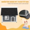 Kattenhuis, houten kattenhol, met opklapbaar asfaltdak, weerbestendige kattenhut met venster, 3 deuren, 77 x 57,5 x 68 cm, grijs 9