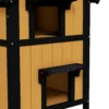 Kattenhuis, sparrenhout, kattenhut met meerdere ingangen, 2 verdiepingen, kattengrot voor buiten, klein dierenhuis met asfaltdak, bloembak, winterbestendig, verhoogd ontwerp, geel, 96 x 65 x 85,5 cm 9
