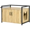 Kattenkast toilet met 2 niveaus en 2 kamers, kattentoilet kast, multifunctioneel en praktisch, 82,3 x 51 x 54 cm, houtkleur 1
