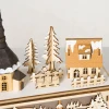 Kerstdecoratie besneeuwd kerstdorp met 10 led verlichting winterlandschap tafeldecoratie raamdecoratie natuur 45 x 10 x 25 cm 10