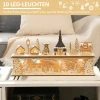 Kerstdecoratie besneeuwd kerstdorp met 10 led verlichting winterlandschap tafeldecoratie raamdecoratie natuur 45 x 10 x 25 cm 6