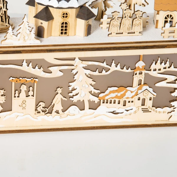Kerstdecoratie besneeuwd kerstdorp met 10 led verlichting winterlandschap tafeldecoratie raamdecoratie natuur 45 x 10 x 25 cm 8