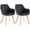 Keukenstoelen set van 2 ergonomisch met verlengde armleuningen en rugleuning, belastbaar tot 120 kg, polyester en hout, zwart 54x57x80 cm 1