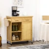 Keukenwagen serveerwagen met lade, kast, open niveaus, handdoekhouder, werkblad, bamboe, natuur 2
