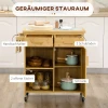 Keukenwagen serveerwagen met lade, kast, open niveaus, handdoekhouder, werkblad, bamboe, natuur 6