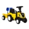 Kinder rutschauto met aanhanger voor 2 jaar, geel kindervoertuig tractor gemaakt van kunststof & metaal, glijdend voertuig voor binnen & buiten 1