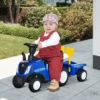 Kinderauto kinderrijtuig glijauto new holland glijrijtuig klassieke auto loopondersteuning met hoorn kunststof metaal blauw 2