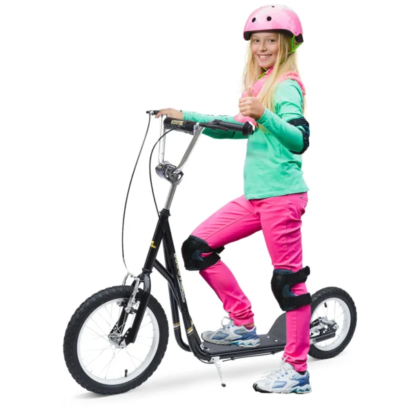 Kinderstep 16 inch scooter step met remmen voor kinderen vanaf 5 jaar, kickboard zwart 135x58x92 100 cm 1