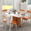 Klaptafel mobiele eettafel met opklapbaar werkblad en wielen, veelzijdige bijzettafel voor keuken en eetkamer in wit 2