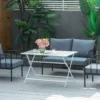 Klaptafel tuintafel met parasolgat 110x70x70cm, opvouwbaar & stabiel, bijzettafel voor balkon & picknick 2