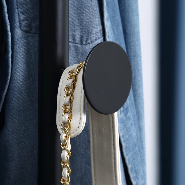 Kledingrek garderobe met 8 haken voor kleding hoeden gang entree staal zwart 35x35x170 cm 10