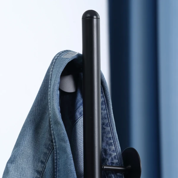 Kledingrek garderobe met 8 haken voor kleding hoeden gang entree staal zwart 35x35x170 cm 9