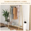 Kledingrek garderoberek met kledinghaken & plank voor max. 4 paar schoenen, natuurlijk bamboe voor slaapkamer & badkamer 6