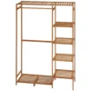 Kledingrek garderoberek met kledingstang, schoenenrek, plank, garderobe van bamboe voor slaapkamer, tentoonstellingen, wasruimte, wasruimte, natuurhout 1