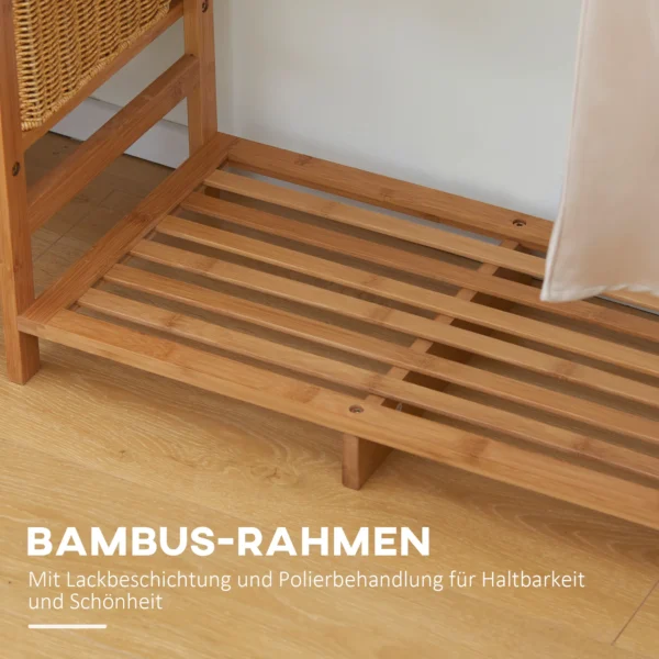Kledingrek garderoberek met kledingstang, schoenenrek, plank, garderobe van bamboe voor slaapkamer, tentoonstellingen, wasruimte, wasruimte, natuurhout 6