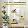 Kleindierkooi, knaagdierkooi frettenkooi met 3 hellingen muizenkooi met uitschuifbaar dienblad, voerbak, waterfles, kooi met accessoires voor chinchilla, eekhoorn, dwerghamster beige 5