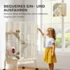 Kleindierkooi, knaagdierkooi frettenkooi met 3 hellingen muizenkooi met uitschuifbaar dienblad, voerbak, waterfles, kooi met accessoires voor chinchilla, eekhoorn, dwerghamster beige 7