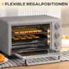 Kleine oven 21l, 100°c 230°c, 1 uur timer, met 3 kookmodi, draadrek, bakplaat, roestvrij staal, 46l x 38,5b x 29h cm, zilver 6