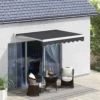 Knikarm zonnescherm 2,5x2m elektrisch zonnescherm met handslinger & afstandsbediening wandmontage zonnedak van aluminium in grijs 2