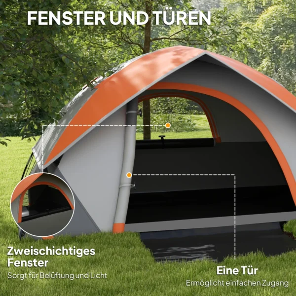 Koepeltent voor 2 personen licht, stabiel waterdicht familietent met deur & raam draagtas, haken, campingtent met 3000mm waterkolom tent voor kamperen reizen trekken tuin 7