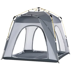 Koepeltent voor 4 personen licht, stabiel waterdicht uv 50+ pop up campingtent met haken deur raam, grondzeil familietent met 1000mm waterkolom tent voor camping reis trekking tuin 1