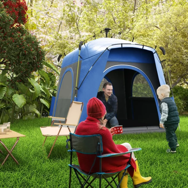 Koepeltent voor 4 personen licht, stabiel waterdicht uv 50+ pop up campingtent met haken deur raam, grondzeil familietent met 1000mm waterkolom tent voor camping reis trekking tuin 2