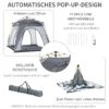 Koepeltent voor 4 personen licht, stabiel waterdicht uv 50+ pop up campingtent met haken deur raam, grondzeil familietent met 1000mm waterkolom tent voor camping reis trekking tuin 6