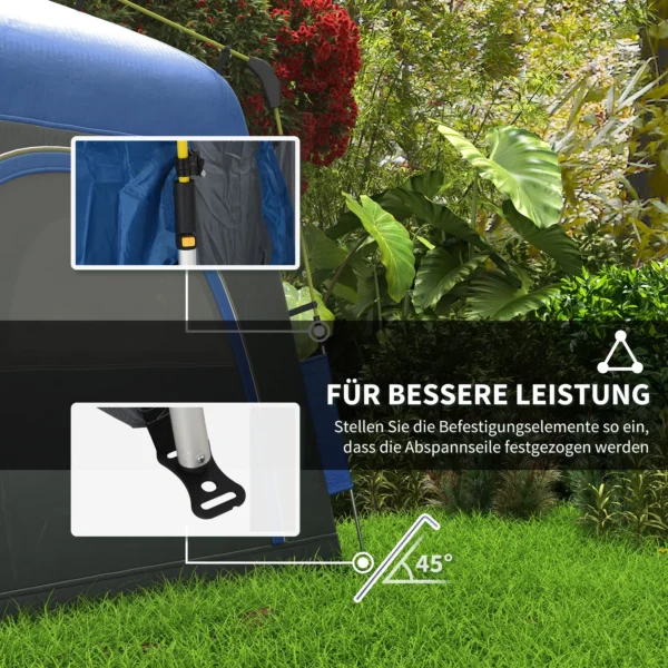 Koepeltent voor 4 personen licht, stabiel waterdicht uv 50+ pop up campingtent met haken deur raam, grondzeil familietent met 1000mm waterkolom tent voor camping reis trekking tuin 8