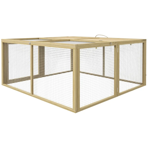 Konijnenhok hout inklapbaar kleindierenhok vrijloopren opklapbaar dak cavia natuur 120x120x57cm 1
