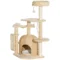 Krabpaal 112 cm met kattenhol, bed, speelballen, krabpaal met sisal krabpalen, voor katten tot 5 kg, beige 1