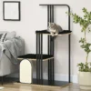 Krabpaal 128cm hoogwaardige kattenboom met kussen, krabplank, 2 platforms, kattenmeubels gemaakt van robuust staal in zwart 2