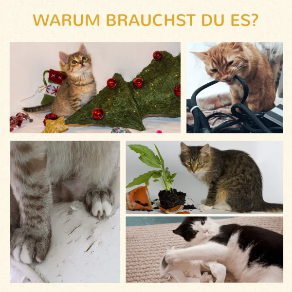 Krabpaal 128cm hoogwaardige kattenboom met kussen, krabplank, 2 platforms, kattenmeubels gemaakt van robuust staal in zwart 8