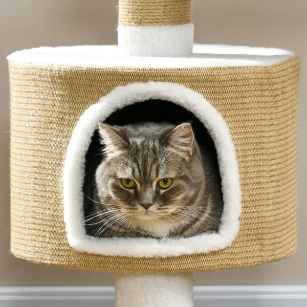 Krabpaal 79cm kleine kattenboom met kattenhol & ligruimte voor katten tot 8kg van jute in bruin/wit 10