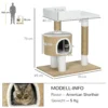 Krabpaal 79cm kleine kattenboom met kattenhol & ligruimte voor katten tot 8kg van jute in bruin/wit 4