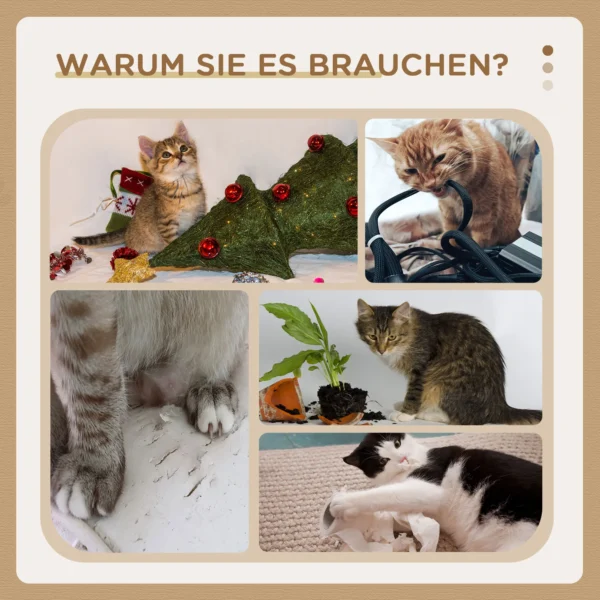 Krabpaal 79cm kleine kattenboom met kattenhol & ligruimte voor katten tot 8kg van jute in bruin/wit 7