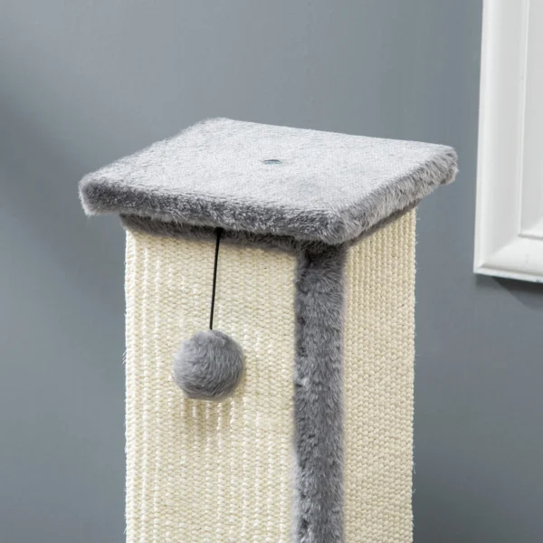 Krabpaal 81cm hoge krabkolom van sisal met speelbal, ideaal voor katten tot 5kg, binnen gebruik, in grijs en crème 10