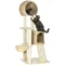 Krabpaal kat met kattenhuis van rattan, meerdere platformen, hangmat & helling, kantelbeveiliging, pluche, beige, 60 x 60 x 150 cm 1